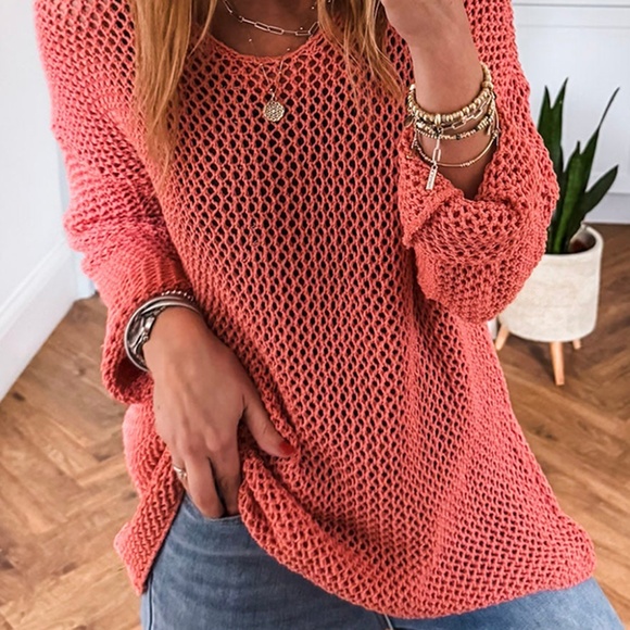 Crochet Hollow-out Jumper Top Sweater - Picture 1 of 1